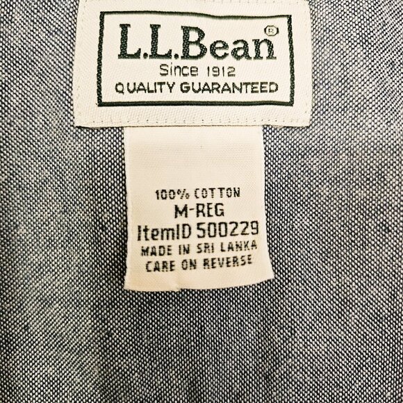 L. L Bean Men's Casual Multicolored Checked Chambray Lined Shirt Size M - Picture 6 of 7